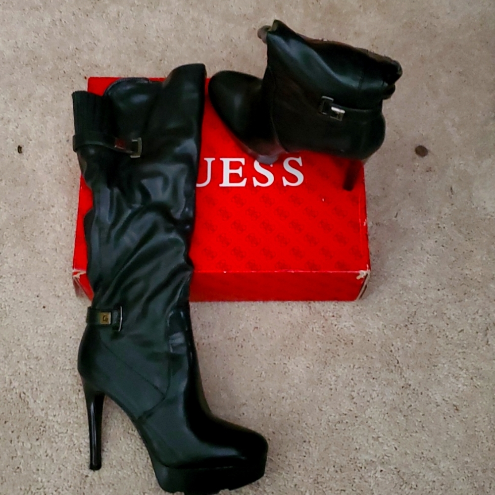 GUESS TALL 4' HEEL BOOTS SZ 9.5 WORN ONLY ONCE!!